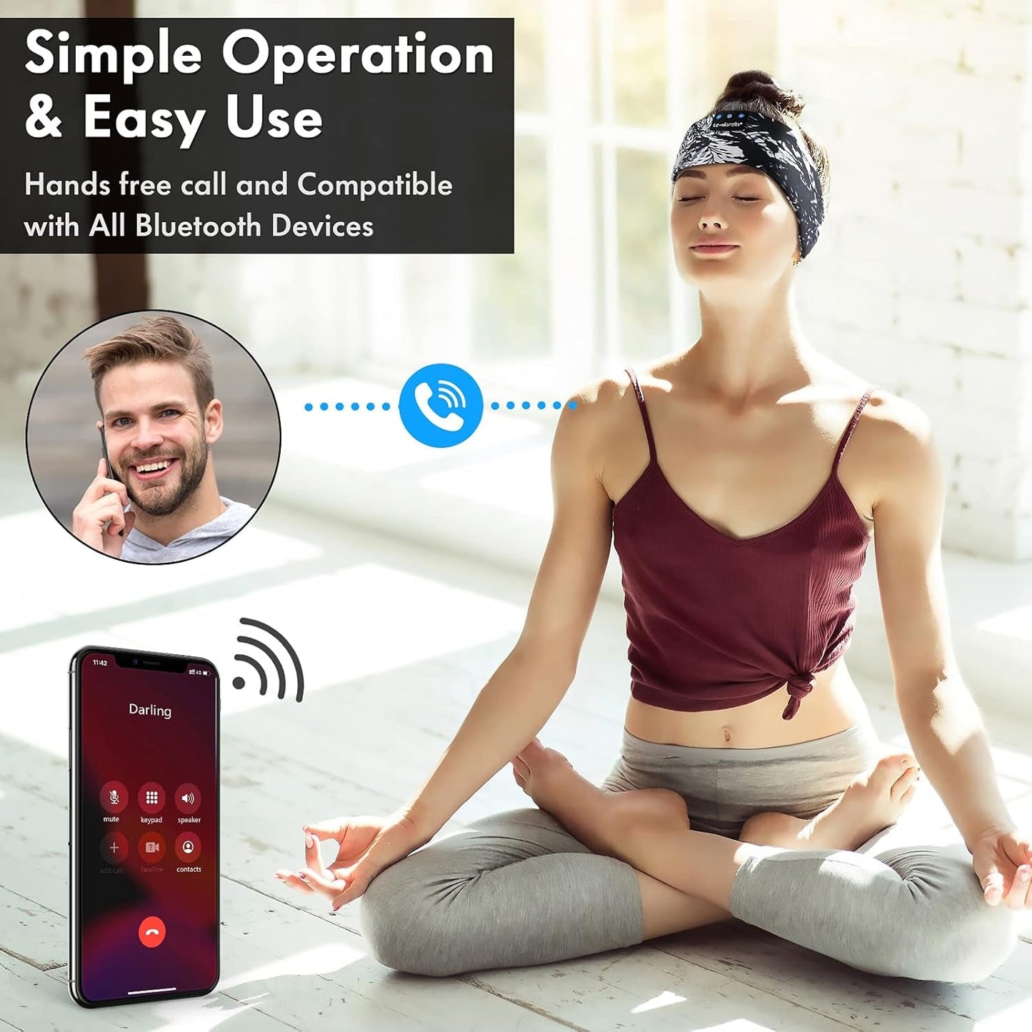Sleep Headphones Bluetooth 5.4, Headband Earphones Wireless, Sleep Mask for Sleeping, Sports, Gifts, Workout, Jogging, Yoga,Insomnia, Air Travel, Meditation - Stan's Electronics