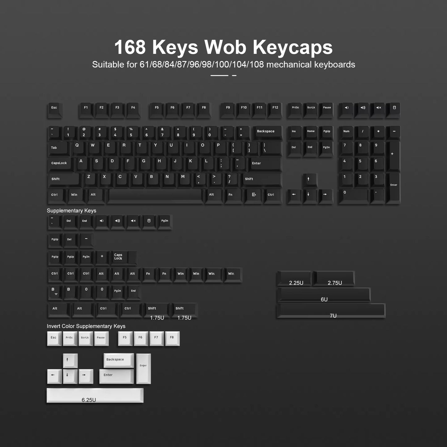 168 Keys Double Shot PBT Keycap Custom Keycap Cherry Profile Keyboard Keycaps for Cherry Gateron MX Switches Gaming Keyboard - Stan's Electronics