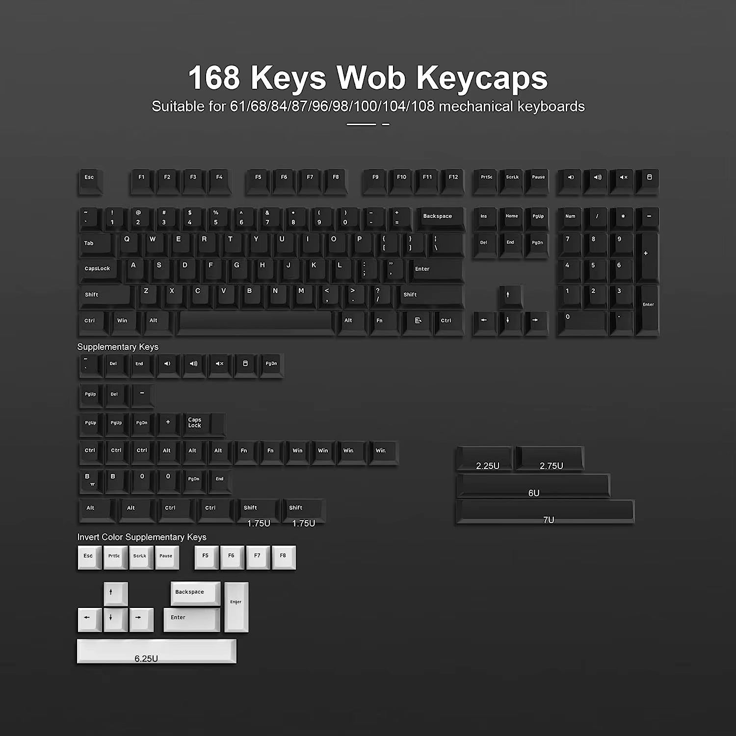 168 Keys Double Shot PBT Keycap Custom Keycap Cherry Profile Keyboard Keycaps for Cherry Gateron MX Switches Gaming Keyboard - Stan's Electronics