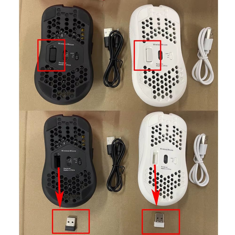 2.4G Wireless Mouse with RGB Backlit 6-Button 3-Speed DPI Type C Rechargeable Ergonomic Honeycomb Design Gaming Mouse - Stan's Electronics