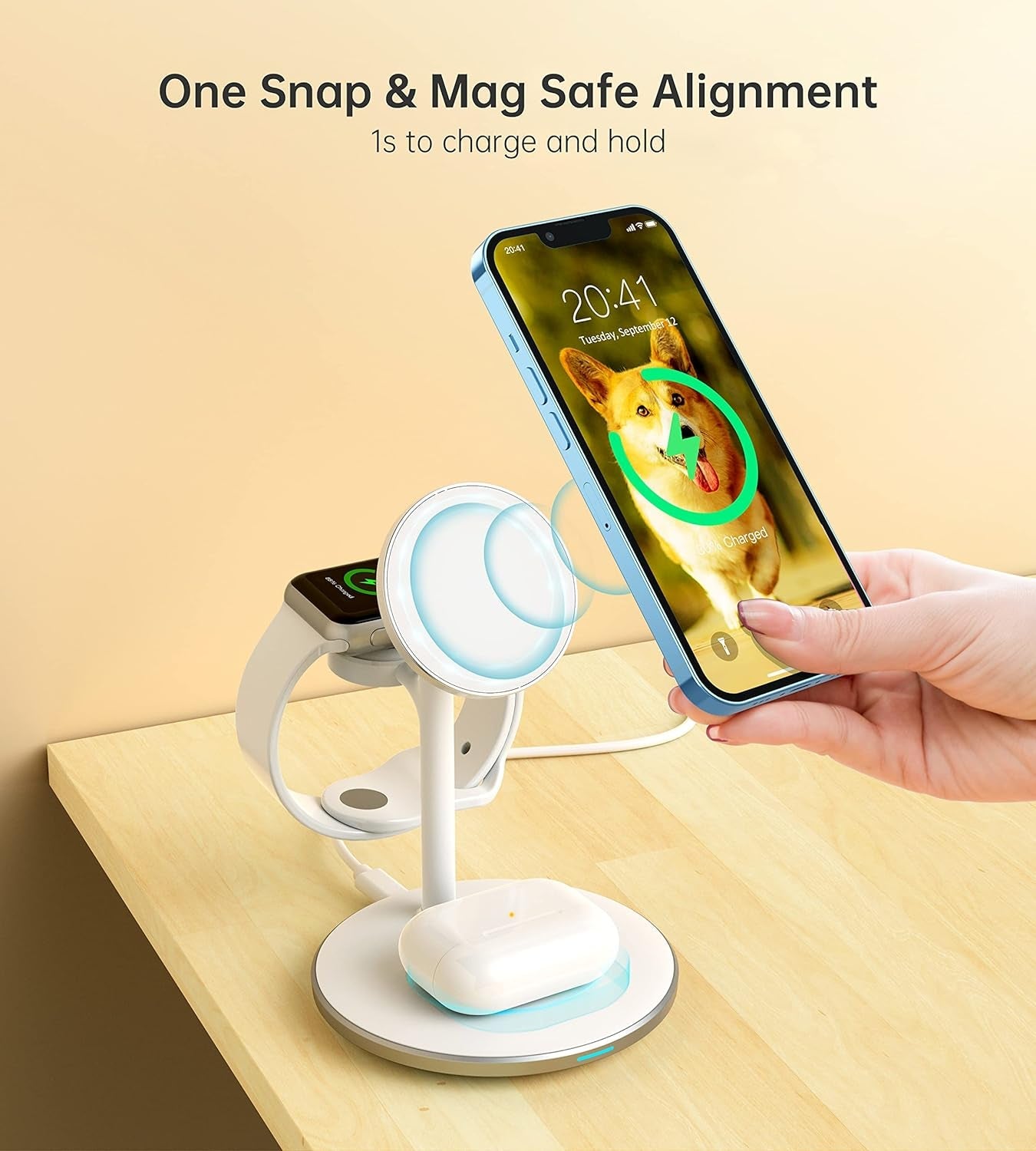 3 in 1 Wireless Charging Station for Apple Devices, Fast Wireless Mag-Safe Charger Stand with 20W Adapter for Iphone 17 16 15 14 13 12 Pro Max/Air/Plus/Pro,Iwatch,Airpods-Gift for Wife&Husband - Stan's Electronics