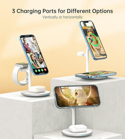 3 in 1 Wireless Charging Station for Apple Devices, Fast Wireless Mag-Safe Charger Stand with 20W Adapter for Iphone 17 16 15 14 13 12 Pro Max/Air/Plus/Pro,Iwatch,Airpods-Gift for Wife&Husband - Stan's Electronics