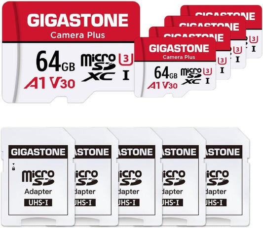 64GB Micro SD Card 5-Pack, Camera Plus, Microsdxc Memory Card for Wyze Cam, Security Camera, Smartphone, Fire Tablet, 4K Video Recording, UHS-I U3 A1 V30, 95Mb/S, with Adapter - Stan's Electronics