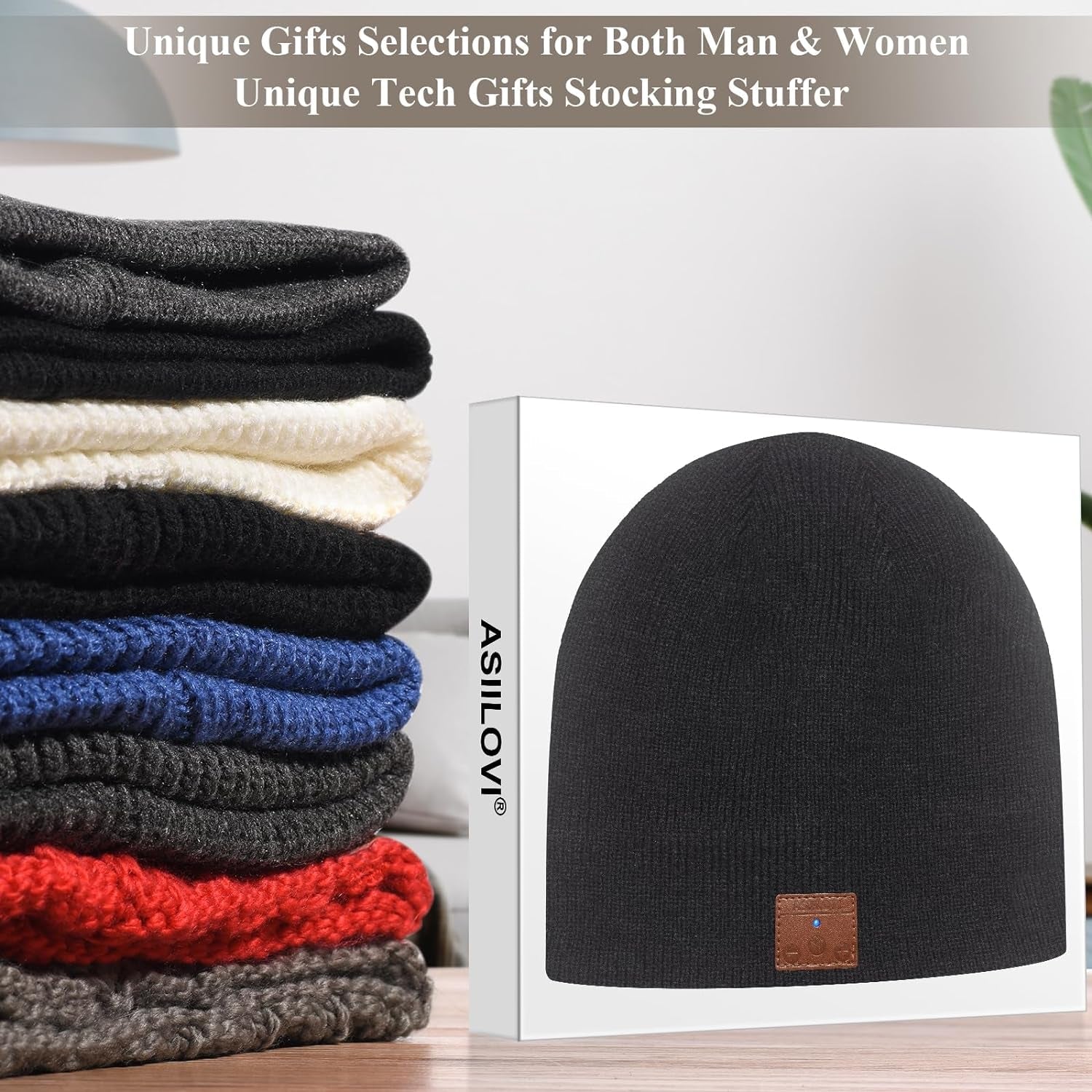 Bluetooth Beanie, Double-Layer Wool Lining Bluetooth Hat Beanie for Men/Women/Teens/Family, 20Hrs Playing, Gift Packaging for Christmas Stocking Stuffers Thanksgiving (001-Black) - Stan's Electronics