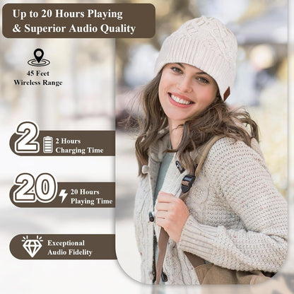 Bluetooth Beanie, Double-Layer Wool Lining Bluetooth Hat Beanie for Men/Women/Teens/Family, 20Hrs Playing, Gift Packaging for Christmas Stocking Stuffers Thanksgiving (001-Black) - Stan's Electronics