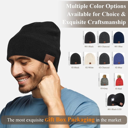 Bluetooth Beanie, Double-Layer Wool Lining Bluetooth Hat Beanie for Men/Women/Teens/Family, 20Hrs Playing, Gift Packaging for Christmas Stocking Stuffers Thanksgiving (001-Black) - Stan's Electronics