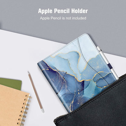 Case for Ipad 9Th / 8Th / 7Th Generation (2021/2020/2019) 10.2 Inch - [Corner Protection] Multi-Angle Viewing Stand Cover with Pocket & Pencil Holder, Auto Sleep Wake, Ocean Marble - Stan's Electronics