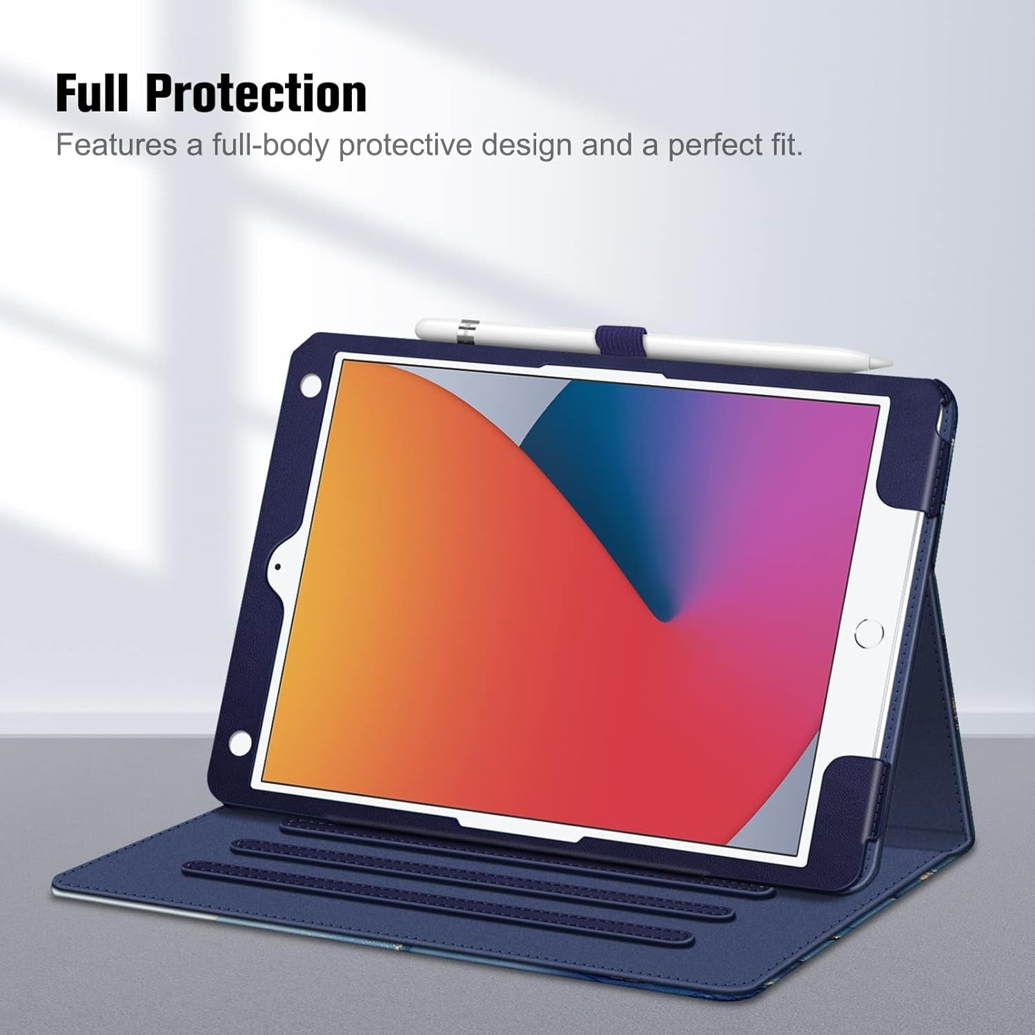 Case for Ipad 9Th / 8Th / 7Th Generation (2021/2020/2019) 10.2 Inch - [Corner Protection] Multi-Angle Viewing Stand Cover with Pocket & Pencil Holder, Auto Sleep Wake, Ocean Marble - Stan's Electronics