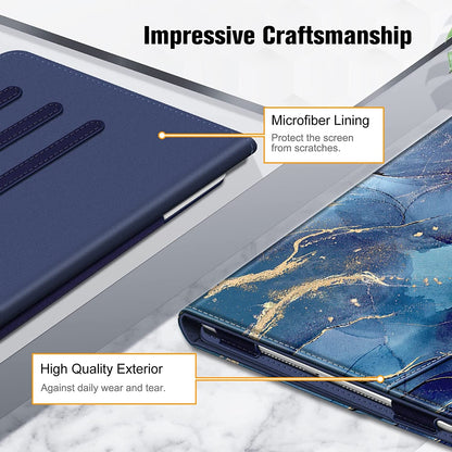 Case for Ipad 9Th / 8Th / 7Th Generation (2021/2020/2019) 10.2 Inch - [Corner Protection] Multi-Angle Viewing Stand Cover with Pocket & Pencil Holder, Auto Sleep Wake, Ocean Marble - Stan's Electronics