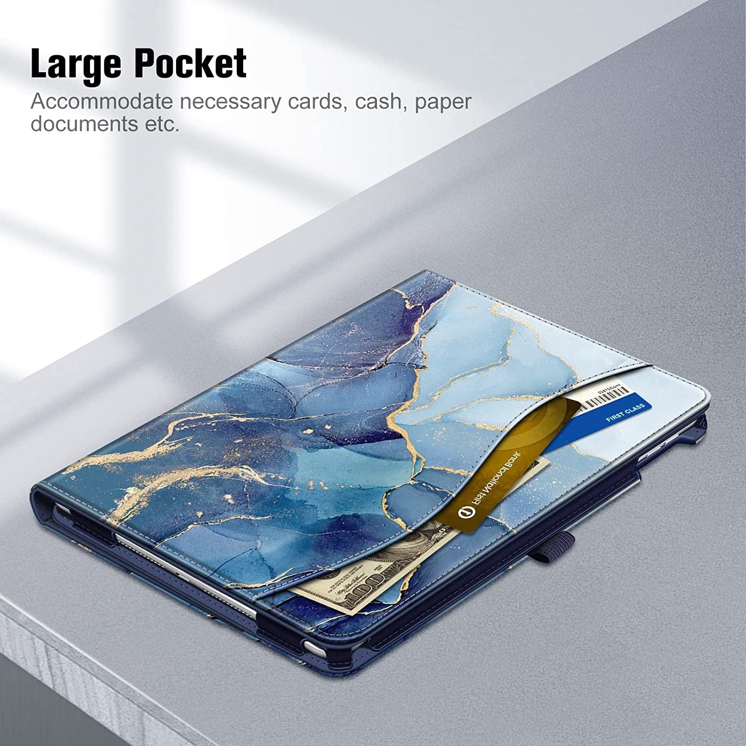 Case for Ipad 9Th / 8Th / 7Th Generation (2021/2020/2019) 10.2 Inch - [Corner Protection] Multi-Angle Viewing Stand Cover with Pocket & Pencil Holder, Auto Sleep Wake, Ocean Marble - Stan's Electronics