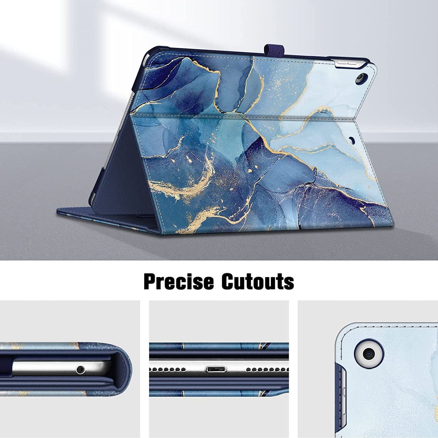 Case for Ipad 9Th / 8Th / 7Th Generation (2021/2020/2019) 10.2 Inch - [Corner Protection] Multi-Angle Viewing Stand Cover with Pocket & Pencil Holder, Auto Sleep Wake, Ocean Marble - Stan's Electronics