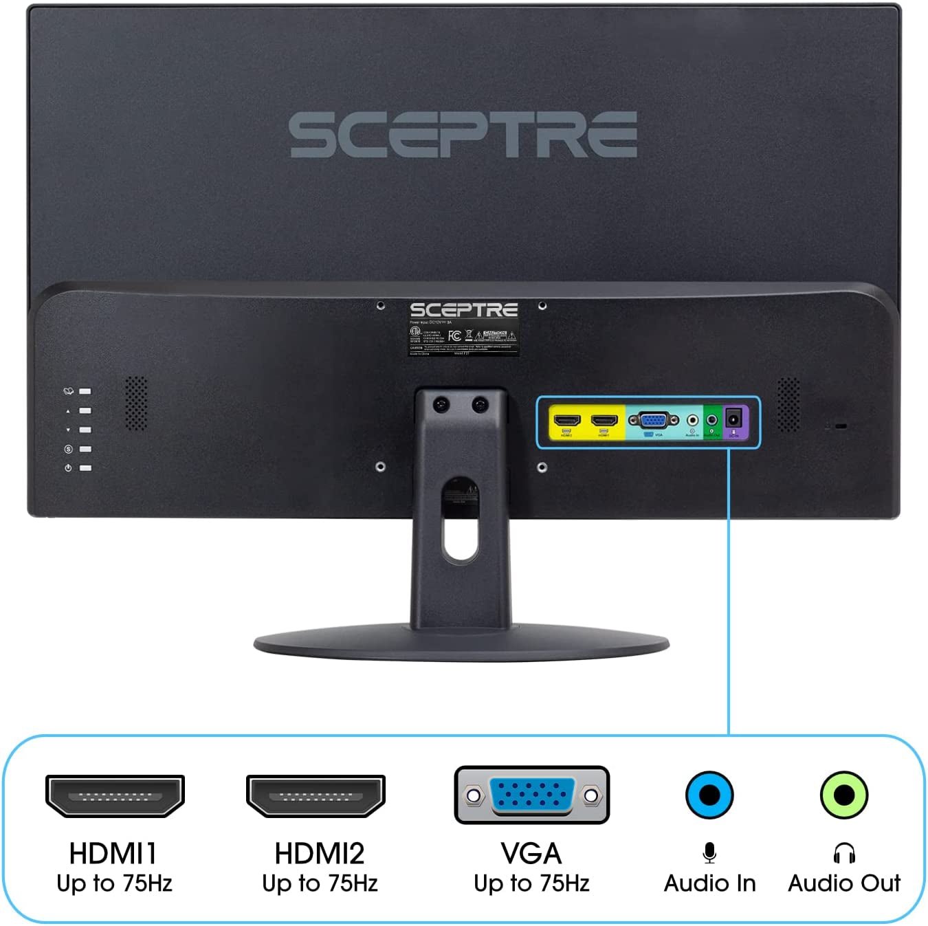 E249W-19203R 24-Inch FHD LED Gaming Monitor 2X HDMI VGA 75Hz Build-In Speakers, Machine Black - Stan's Electronics
