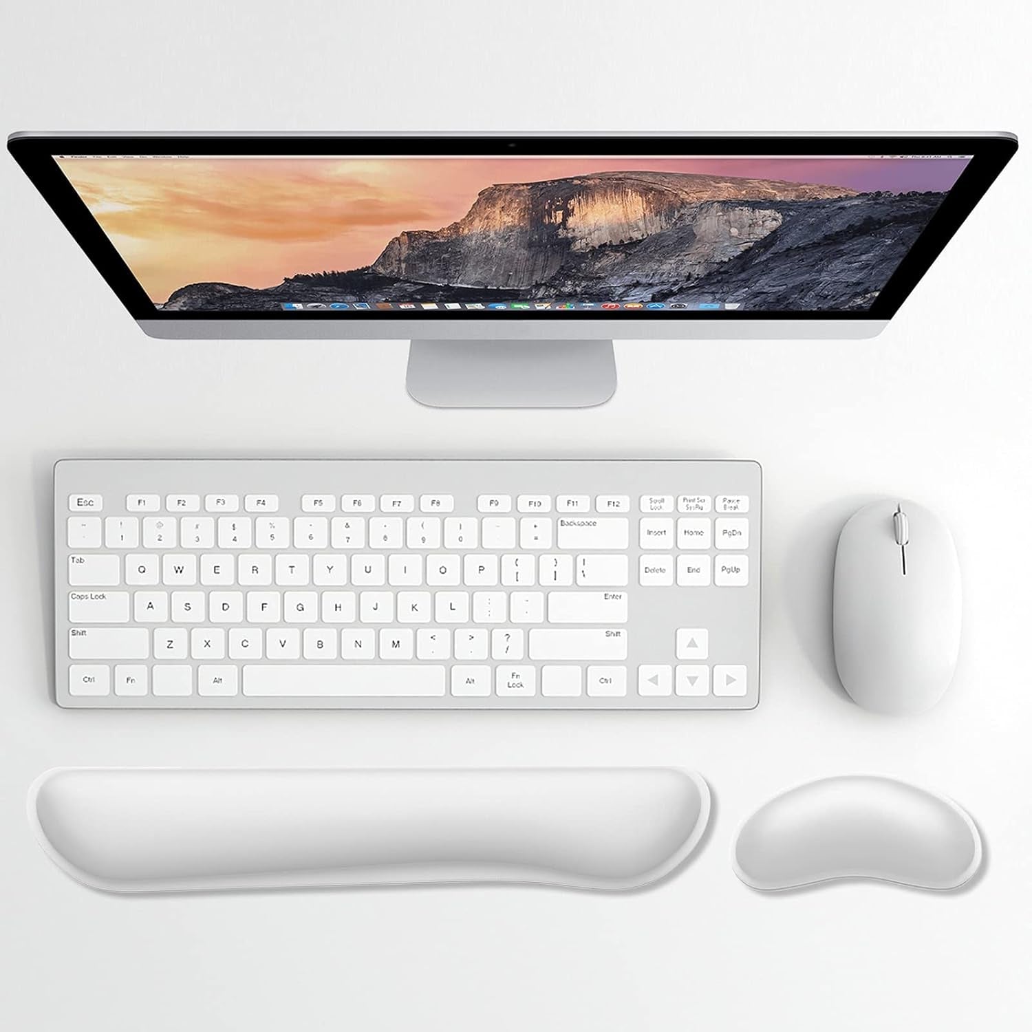 Enlarge Keyboard Wrist Rest, Memory Foam Wrist Cushion for Desk Mats Support, Cute Typing Pain Relief Keyboard Mouse Pad Rests Set with Non-Slip Base for Gaming Laptop Office, Ivory White - Stan's Electronics