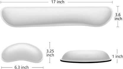 Enlarge Keyboard Wrist Rest, Memory Foam Wrist Cushion for Desk Mats Support, Cute Typing Pain Relief Keyboard Mouse Pad Rests Set with Non-Slip Base for Gaming Laptop Office, Ivory White - Stan's Electronics
