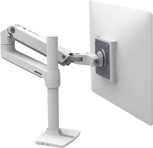Ergotron – LX Monitor Arm, Single Monitor Desk Mount – Fits Flat Curved Ultrawide Computer Monitors up to 34 Inches, 7 to 25 Lbs, VESA 75X75Mm or 100X100Mm – Tall Pole, White - Stan's Electronics