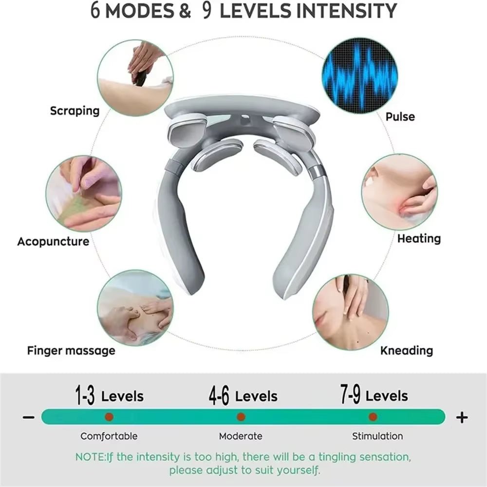 Heated Neck & Spine Massager – 4D Head Relief with Vibration, Heat & Breathing Light - Stan's Electronics