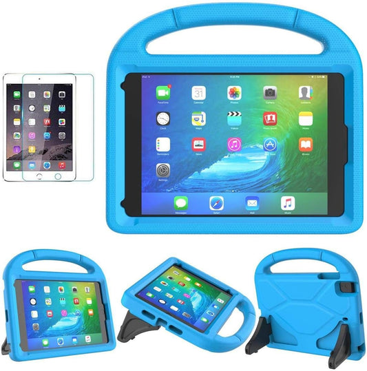 Kids Case for Ipad Mini 5/4/3/2/1 (7.9"), Durable Shockproof Protective Handle Bumper Stand Cover with 2*Screen Protectors for 7.9 Inch Apple Ipad Mini 5Th/4Th/3Rd/2Nd/1St Generation, Blue - Stan's Electronics