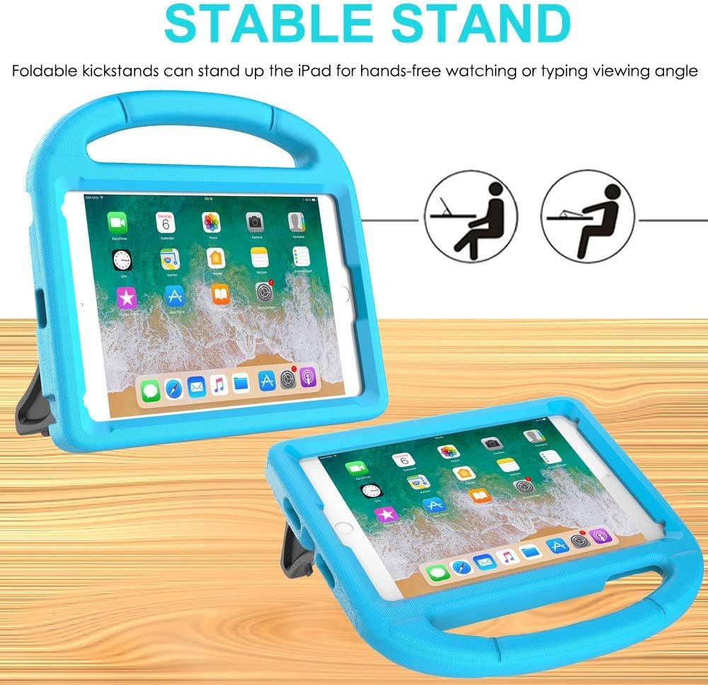 Kids Case for Ipad Mini 5/4/3/2/1 (7.9"), Durable Shockproof Protective Handle Bumper Stand Cover with 2*Screen Protectors for 7.9 Inch Apple Ipad Mini 5Th/4Th/3Rd/2Nd/1St Generation, Blue - Stan's Electronics