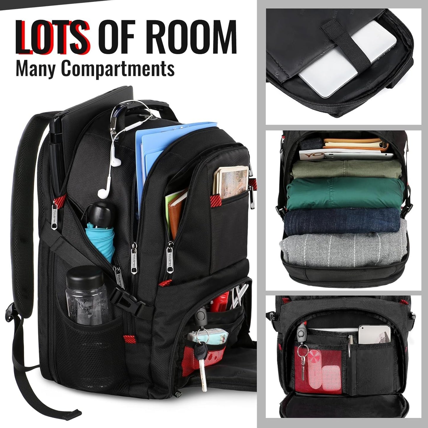 Large Laptop Backpack for Men, Heavy Duty Travel Backpack Carry on Flight Approved, 17 Inch College Work Bookbag, Water Resistant Business Backpack for Men Women, Mochilas Para Hombres - Stan's Electronics