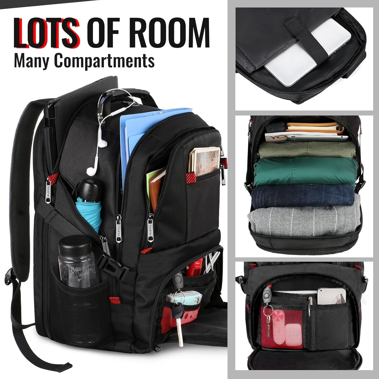 Large Laptop Backpack for Men, Heavy Duty Travel Backpack Carry on Flight Approved, 17 Inch College Work Bookbag, Water Resistant Business Backpack for Men Women, Mochilas Para Hombres - Stan's Electronics