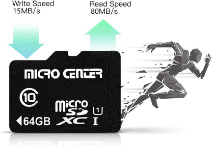 Micro Center 64GB Class 10 Microsdxc Flash Memory Card with Adapter for Mobile Device Storage Phone, Tablet, Drone & Full HD Video Recording - 80Mb/S UHS-I, C10, U1 (2 Pack) - Stan's Electronics