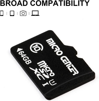 Micro Center 64GB Class 10 Microsdxc Flash Memory Card with Adapter for Mobile Device Storage Phone, Tablet, Drone & Full HD Video Recording - 80Mb/S UHS-I, C10, U1 (2 Pack) - Stan's Electronics