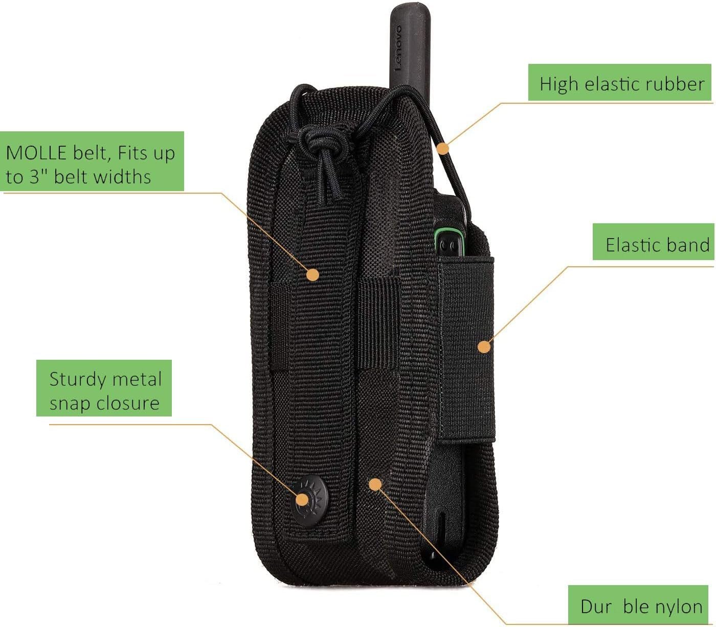 Molle Radio Holder Walkie Talkie Pouch Case for Duty Belt Radio Holster Tactical Hunting Intercom Bag (1 Pack, Black) - Stan's Electronics