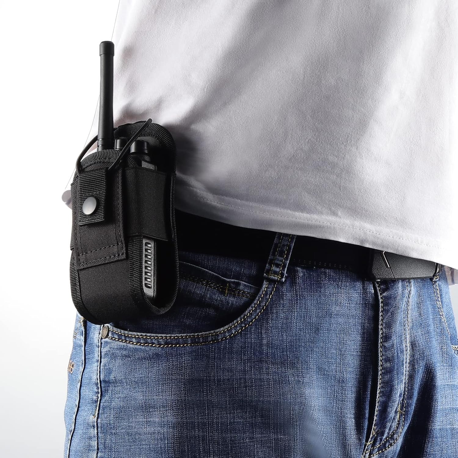 Molle Radio Holder Walkie Talkie Pouch Case for Duty Belt Radio Holster Tactical Hunting Intercom Bag (1 Pack, Black) - Stan's Electronics