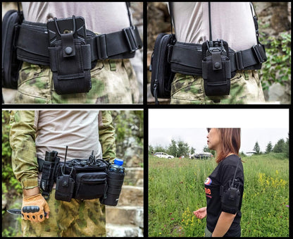 Molle Radio Holder Walkie Talkie Pouch Case for Duty Belt Radio Holster Tactical Hunting Intercom Bag (1 Pack, Black) - Stan's Electronics