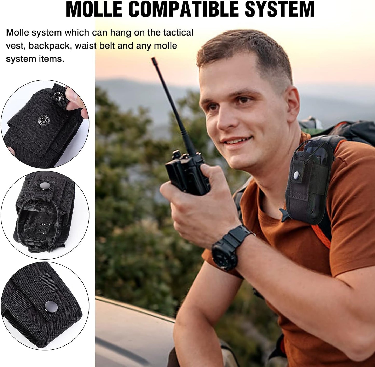Molle Radio Holder Walkie Talkie Pouch Case for Duty Belt Radio Holster Tactical Hunting Intercom Bag (1 Pack, Black) - Stan's Electronics