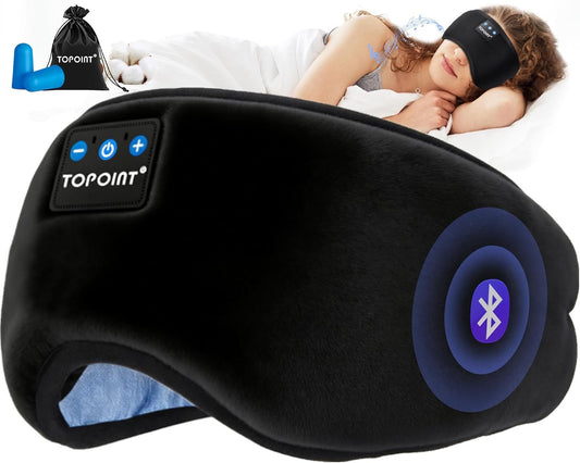 Sleep Mask with Headphones Bluetooth 5.4 Wireless, Sleep Headphones Earphones Earbuds with Microphone HD Speakers Music, Blackout Eye Mask for Sleeping Travel Meditation Men Women Cool Gadgets - Stan's Electronics
