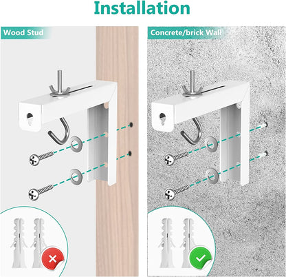 Universal Projector Screen Ceiling Mount, Wall Hanging Mount L-Brackets, 6 Inch Adjustable Extension with Hook Kit, Projector Screen Placement Hold up to 66 Lbs (PSM001-W), White - Stan's Electronics