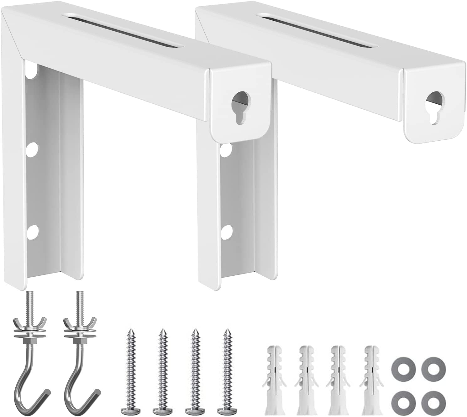 Universal Projector Screen Ceiling Mount, Wall Hanging Mount L-Brackets, 6 Inch Adjustable Extension with Hook Kit, Projector Screen Placement Hold up to 66 Lbs (PSM001-W), White - Stan's Electronics