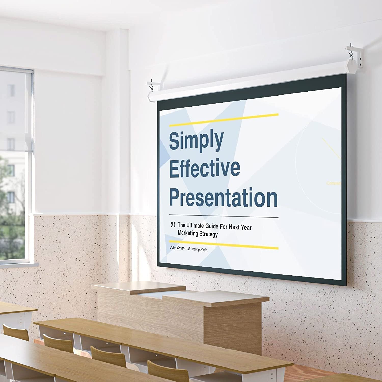Universal Projector Screen Ceiling Mount, Wall Hanging Mount L-Brackets, 6 Inch Adjustable Extension with Hook Kit, Projector Screen Placement Hold up to 66 Lbs (PSM001-W), White - Stan's Electronics
