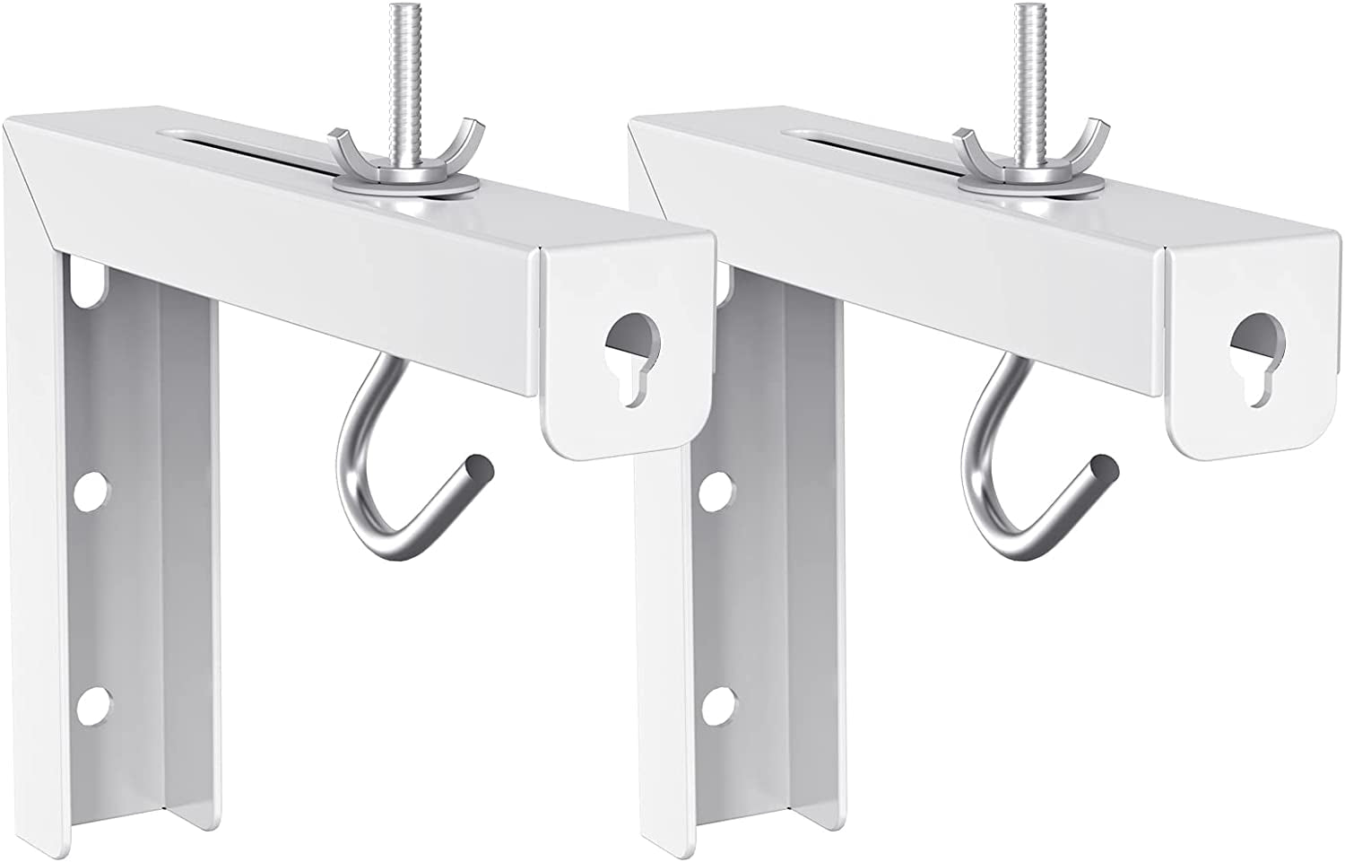 Universal Projector Screen Ceiling Mount, Wall Hanging Mount L-Brackets, 6 Inch Adjustable Extension with Hook Kit, Projector Screen Placement Hold up to 66 Lbs (PSM001-W), White - Stan's Electronics