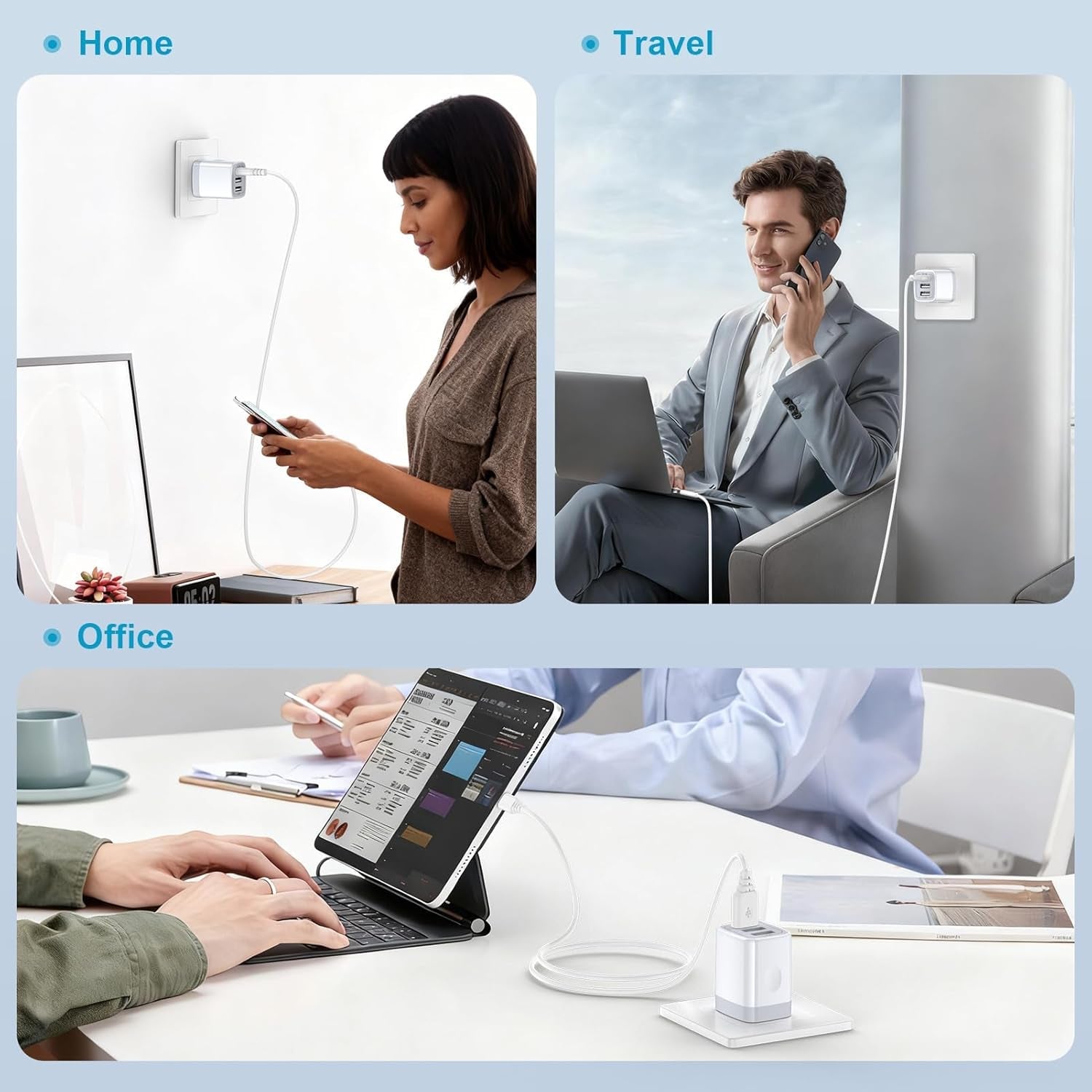 USB Wall Charger, 2Pack Wall Plug 3-Port USB Charging Station 3.1A Power Adapter Multi Port Quick Charger Block Cube for Iphone 17 16 15 14 13 12 11 Pro XS MAX 8 Ipad Samsung Galaxy S25 S24 S23 - Stan's Electronics