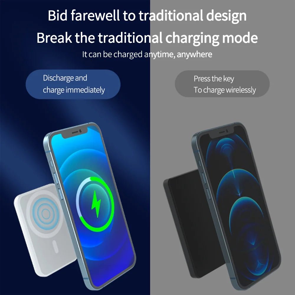 Wireless Portable Charger Mini Magnetic 5000Mah/10,000Mah Mobile Power for Iphone 15/14/13/12/Mini/Pro/Pro M Ax-Gray - Stan's Electronics