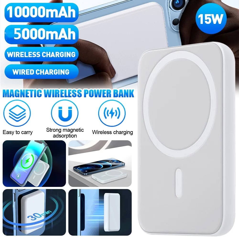 Wireless Portable Charger Mini Magnetic 5000Mah/10,000Mah Mobile Power for Iphone 15/14/13/12/Mini/Pro/Pro M Ax-Gray - Stan's Electronics